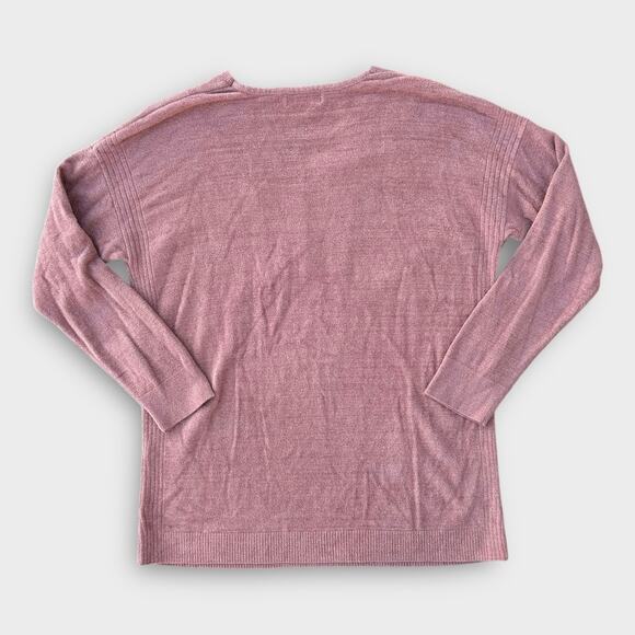 Barefoot Dreams CozyChic Ultra Lite V-Neck Sweater Women's Large Dusty Pink Cozy - Picture 3 of 7